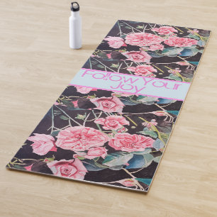 Tapis De Yoga Motif Floral rose Aquarelle Suivez Votre Joie Yog