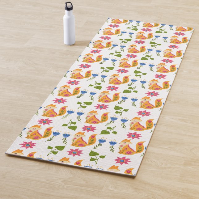 Tapis De Yoga Motif floral rusé assez en pastel (En situation)