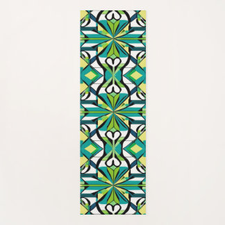 Tapis De Yoga Motif géométrique vert et noir