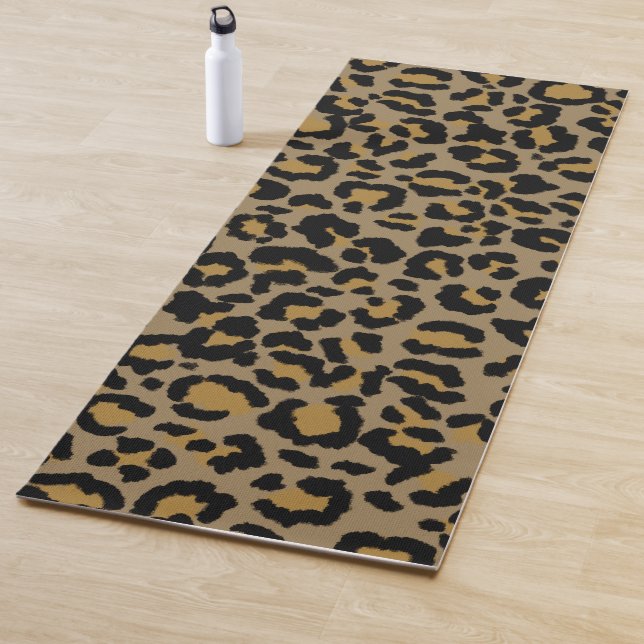 Tapis De Yoga Motif léopard en naturel 2 (En situation)