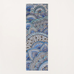 Tapis de yoga motif mandala bleu