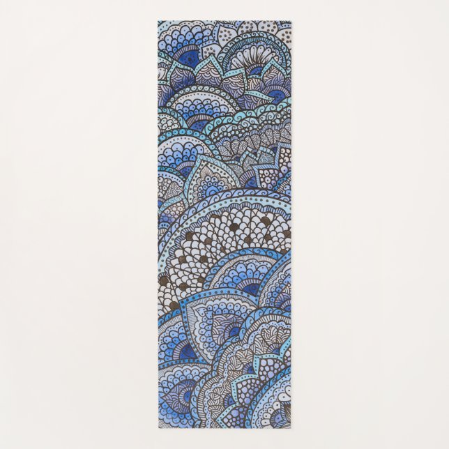 Tapis de yoga motif mandala bleu (Devant)