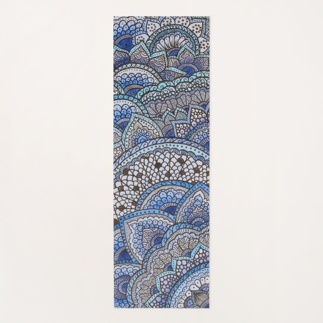 Tapis de yoga motif mandala bleu yoga mat (Front)