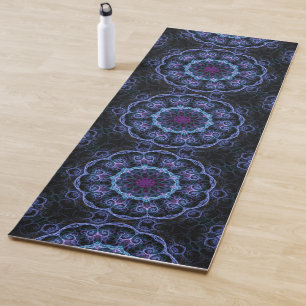 Tapis De Yoga Motif Mandala en Boho bleu foncé