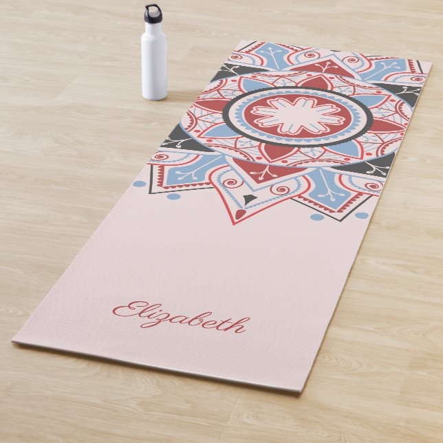 Tapis De Yoga Motif Mandala personnalisé rose (En situation)
