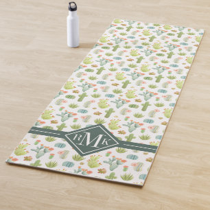 Tapis De Yoga Motif mignon de position de cactus du monogramme