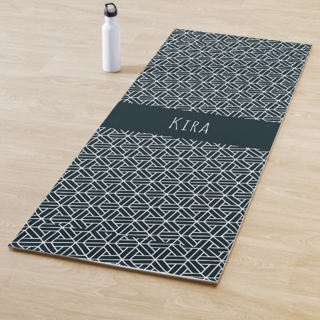 Tapis De Yoga Motif minimal bleu bleu Triangles (En situation)