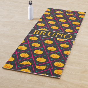 Tapis De Yoga Motif minimaliste Halloween rose noir
