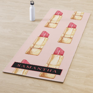Tapis De Yoga Motif moderne rose et rouge rouge rouge Fille avec
