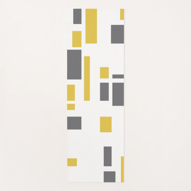 Tapis De Yoga Motif moderne, simple, cool géométrique jaune gris (Devant)