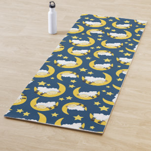 Tapis De Yoga Motif mouton, Mouton couché, Lune, Étoiles