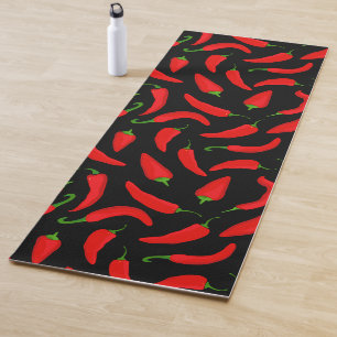 Tapis De Yoga Motif noir rouge chili