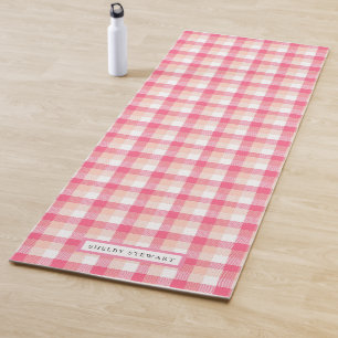 Tapis De Yoga Motif Pink Tartan Plaid Nom personnalisé