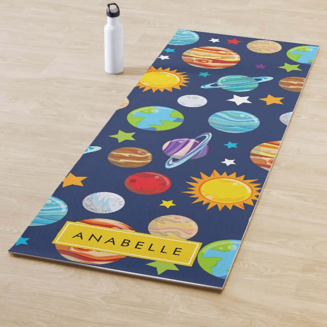 Tapis De Yoga Motif, Planètes, Étoiles, Cosmos, Votre Nom (En situation)