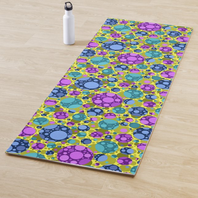 Tapis De Yoga Motif pois rose bleu Turquoise - (En situation)