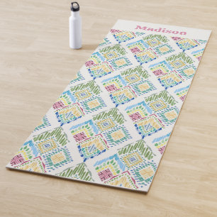 Tapis De Yoga Motif sans fil Ikat Floral