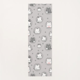 Tapis De Yoga Motif sans joint Cute Kawaii Chats Paw