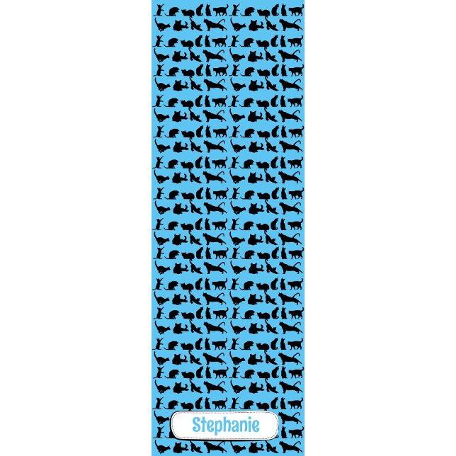 Tapis De Yoga Motif Silhouette Personnalisé Sur Chat Noir Bleu (Créateur téléchargé)