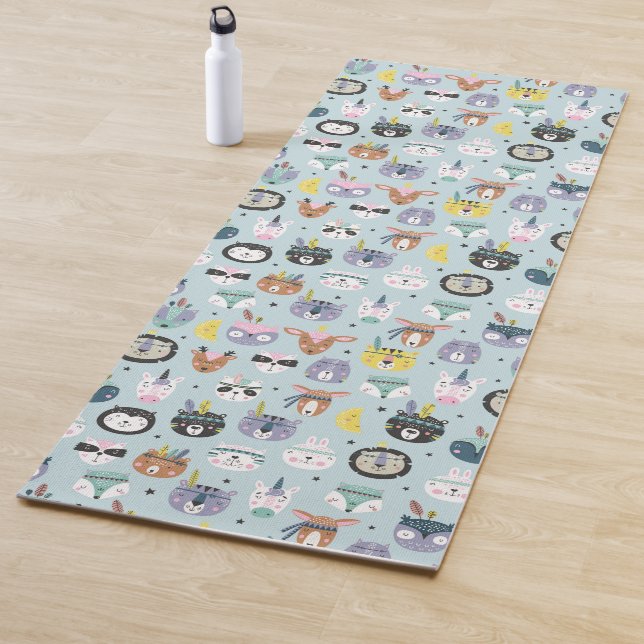 Tapis De Yoga Motif tribal mignon de visage (En situation)