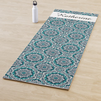 Tapis De Yoga motif turquoise de mandalas