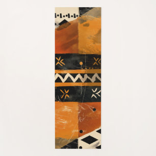 Tapis De Yoga Motifs tribaux dans les tons noir et terrestre