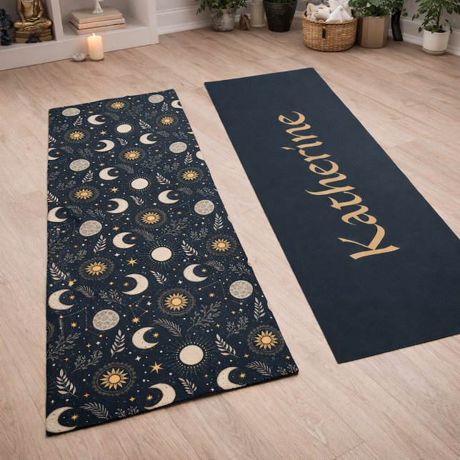 Tapis De Yoga Mystical Celestial Moon Pattern Custom Name (Créateur téléchargé)