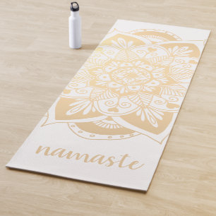Tapis De Yoga Namaste Gold Flower Mandala White