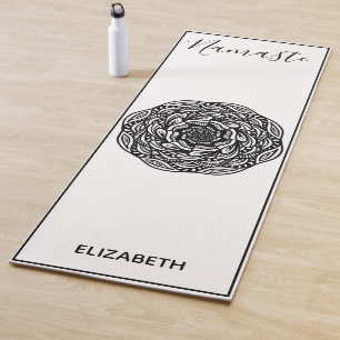 Tapis De Yoga Namaste Mandala Nom Noir Blanc Élégant