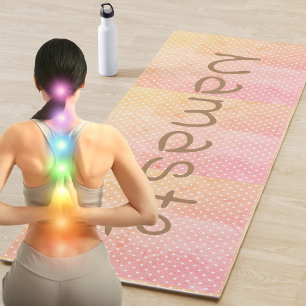 Tapis De Yoga Namaste Orange Pink Aquarelle