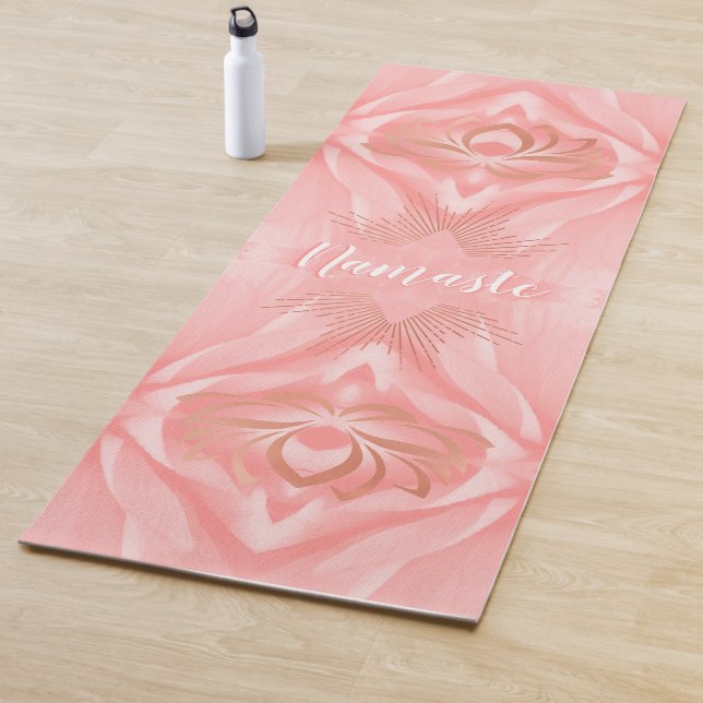 Tapis De Yoga Namaste Pétales Roses Lotus Fleur Personnalisée (En situation)