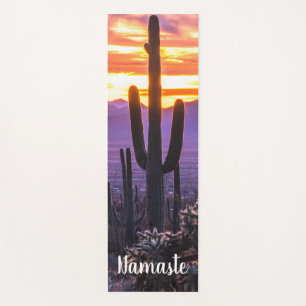 Tapis De Yoga Namaste Purple Orange Cactus Arizona Sunset Custom