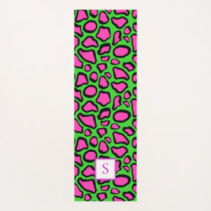 Tapis De Yoga Neon Frog Green Purple Monogramme Personnalisé