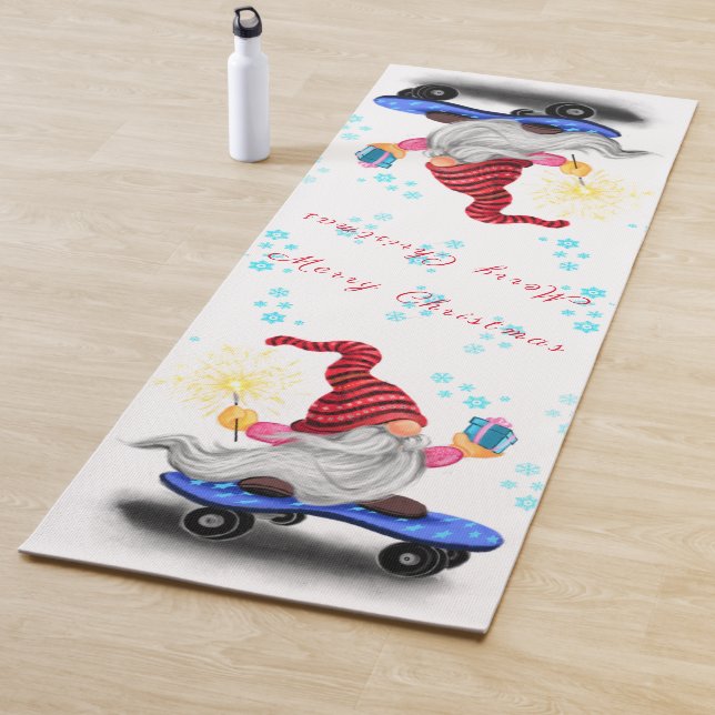 Tapis De Yoga Noël Yoga Mat Gnome avec cadeaux (En situation)