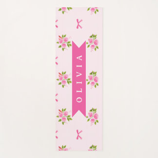 Tapis De Yoga Nœud Floral Féminin Coquette Rose Personnalisé