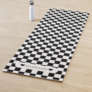 Tapis De Yoga Noir et blanc avec nom