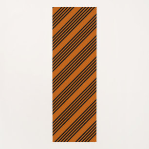 Tapis De Yoga Noir et brûlé orange cinq bandes motif