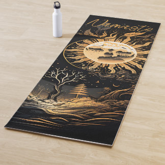 Tapis De Yoga Noir or Sun Moon Namaste ou Nom