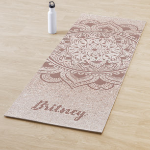 Tapis De Yoga Nom Customisé Feminine Chic Rose Gold Mandala
