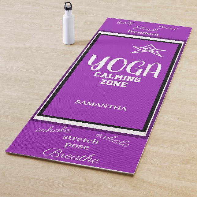 Tapis De Yoga Nom de l'étoile violette blanche (En situation)