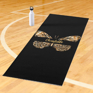 Tapis De Yoga nom de papillon en or noir