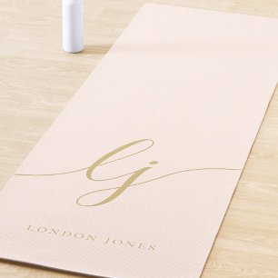 Tapis De Yoga Nom de signature Simple Calligraphie Blush Pink Go