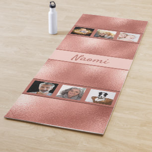 Tapis De Yoga Nom du collage photo en or rose