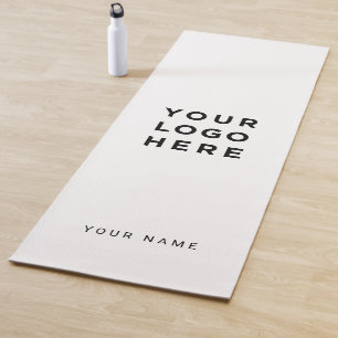 Tapis De Yoga Nom du logo commercial blanc minimal personnalisé