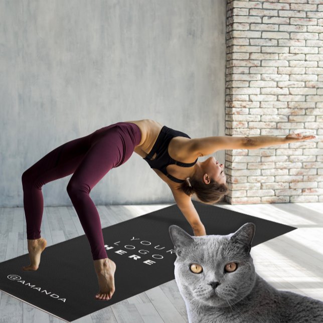 Tapis De Yoga Nom du logo Société Black Blanc Promotionnel Insta (Logo Name Company Black White Promotional Instagra Yoga Mat)