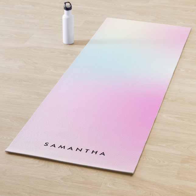 Tapis De Yoga Nom du monogramme rose moderne (En situation)