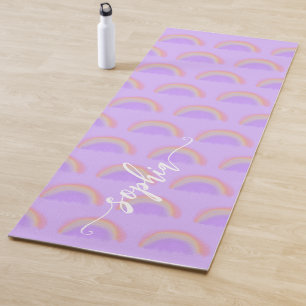Tapis De Yoga Nom du script personnalisé Rainbow watercolor