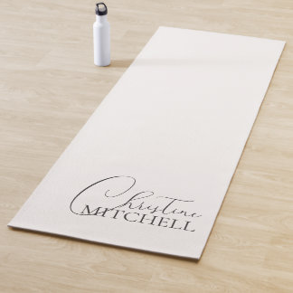 Tapis De Yoga Nom Écriture Féminine Blanc