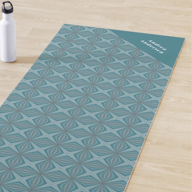Tapis De Yoga Nom et Motif Turquoise rétro (Créateur téléchargé)