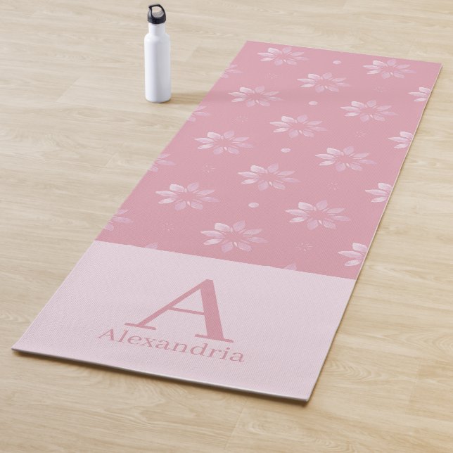 Tapis De Yoga Nom monographique personnalisé Motif rose (En situation)