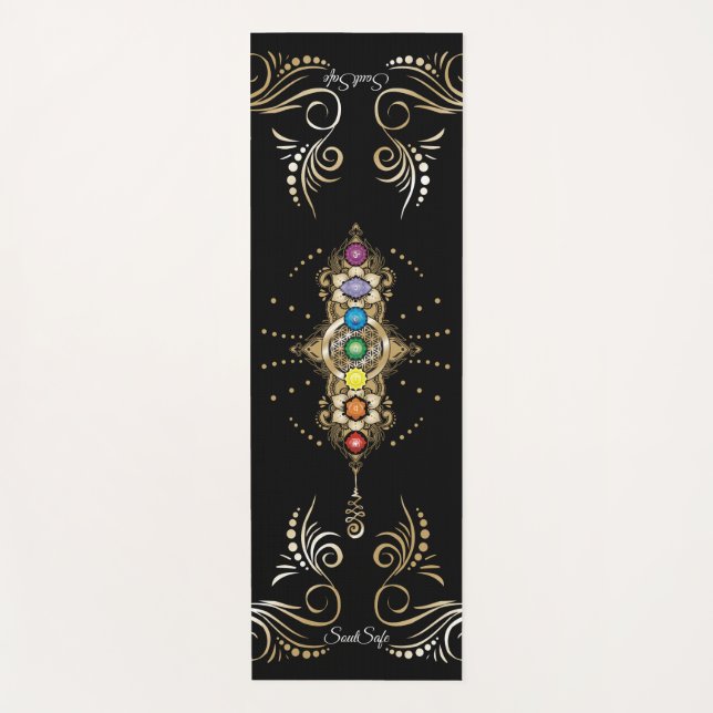 Tapis De Yoga Nom personnalisé Aligné Gold Chakra (Devant)